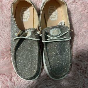 Hey Dude Sparkly Gray Loafers